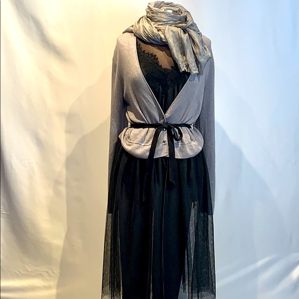 Nic + Zoe black and grey chiffon duster